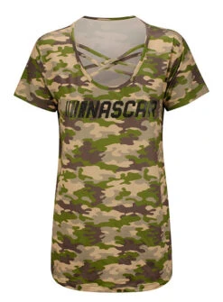 Ladies NASCAR Camo Criss Cross T-Shirt